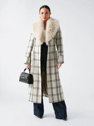 Abrigo cruzado de cuadros con lentejuelas Charlize