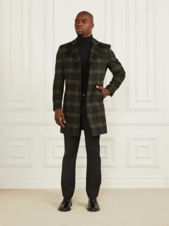 Abrigo de cuadros de botonadura simple