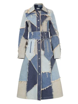 Abrigo de denim con patchwork