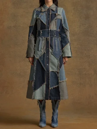 Abrigo de denim con patchwork