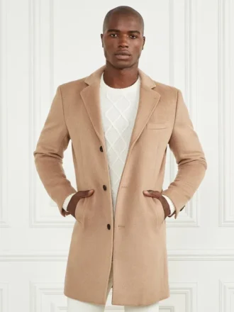 Abrigo de mezcla de lana de botonadura sencilla