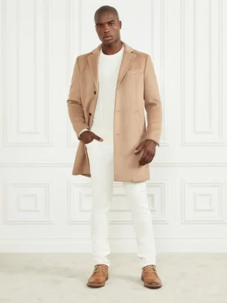 Abrigo de mezcla de lana de botonadura sencilla