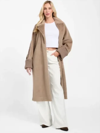 Abrigo de punto con piel sintética Lucrezia