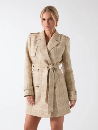 Abrigo de tweed brillante Eco Mariah