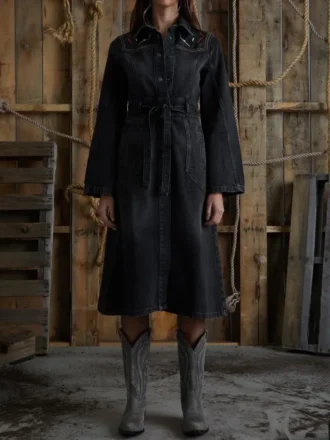 Abrigo largo de denim