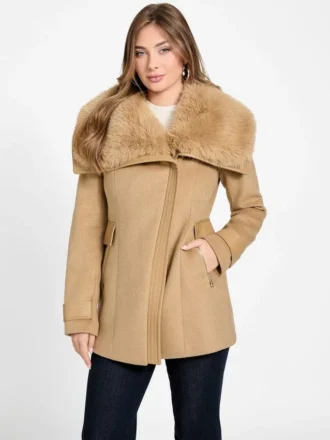 Abrigo Lilia con cuello de piel sintética