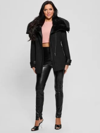 Abrigo Lilia con cuello de piel sintética