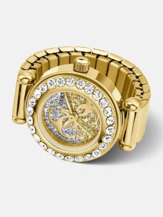 Anillo analógico de acero inoxidable con cristal de 18 mm