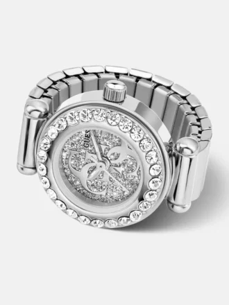 Anillo analógico de acero inoxidable con cristal de 18 mm