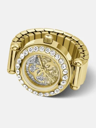 Anillo analógico de acero inoxidable con cristal de 18 mm