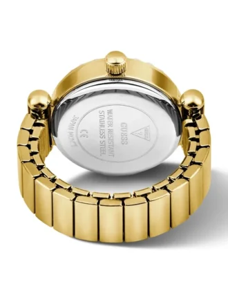 Anillo analógico de acero inoxidable con cristal de 18 mm