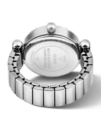 Anillo analógico de acero inoxidable con cristal de 18 mm