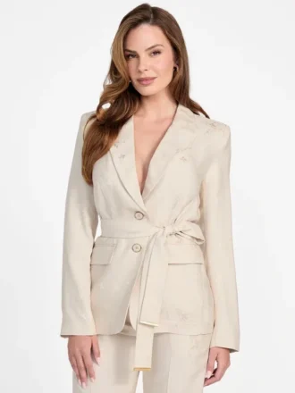 Blazer con cinturón y estampado floral Whitney