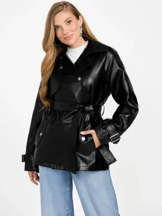 Gabardina corta de piel sintética Marika