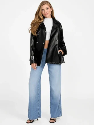 Gabardina corta de piel sintética Marika