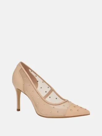 Zapatos de salón de malla con pedrería